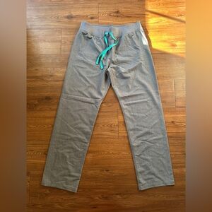 Figs Gray Scrub Pants with Teal Accent